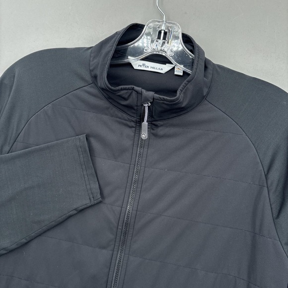 Peter Millar Jacket Mens Large Black Hybrid Sweater Full Zip Insulated Golf
